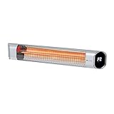 Blumfeldt Dark Wave Infrarotstrahler, Heizstrahler Terrasse, MinimalGlare Heating Tube: Goldbeschichtete Carbonröhre, 9 Heizstufen, Timer, IP65, LED-Display, Deckenheizstrahler mit 2000 W, silber*